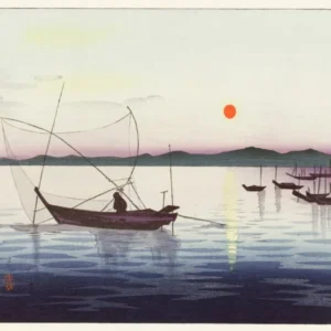 Boats And Setting Sun, Ohara Koson Vintage Japanese