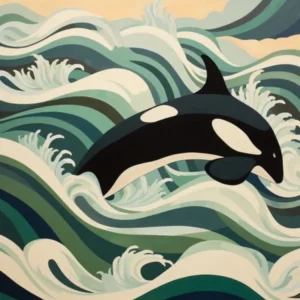 Matisse Style Orca Whale In The Waves 2