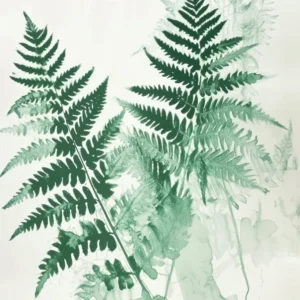 Green Ink Painting Of A Netted Chain Fern 4