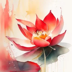 Red Lotus Storybook Watercolour 6