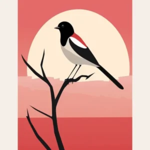Minimalist Magpie 3 Bird Poster