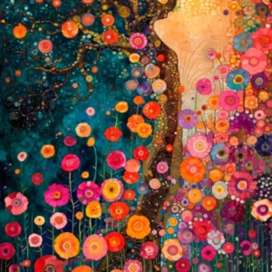 Dream of Flowers. Gustav Klimt Style