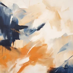 Navy And Orange Autumn Abstract Painting 1