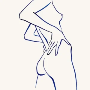 Minimal Blue Female Line Drawing Side