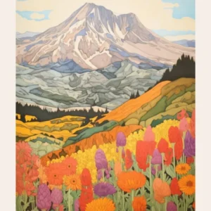 Mount St Helens United States 5 Colourful Mountain Illustration Poster