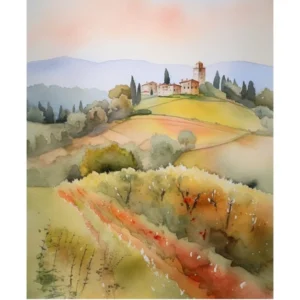 Tuscany Italy Watercolour Travel Poster 3