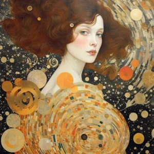 Woman Astronaut Klimt Style With Flowers 3