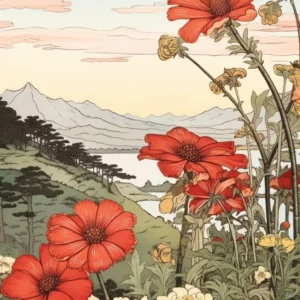 Hanagasa Japanese Florist Daisy 4 Japanese Botanical Illustration