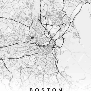 Boston Massachusetts USA White Map