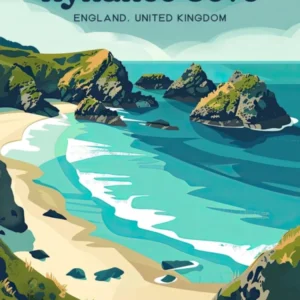 Kynance Cove England Island Travel Art Illustration
