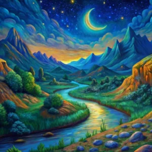 Van Gogh A Serene Valley Lit By The Soft Glow Of