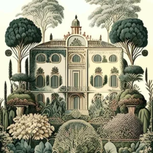 Villa Medici, Italy Vintage Botanical