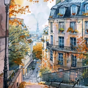 Paris Street, Watercolor, Perfect Composition, Abstraction, Surrealism