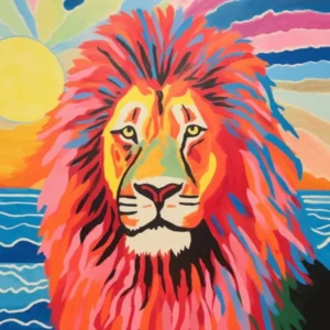 Vivid Bright Lion In The Sunset 2