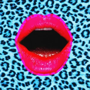 Leopard Neon Lips Collage Blue & Pink