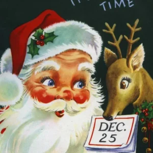 Christmas Seasons, Santa And A Deer