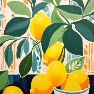 Matisse Inspired Abstract Lemons Kitchen Poster