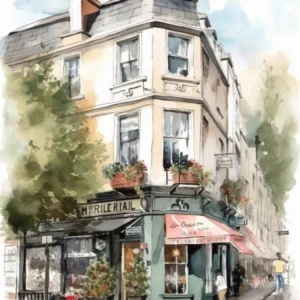 Notting Hill London Neighborhood, Watercolour 1