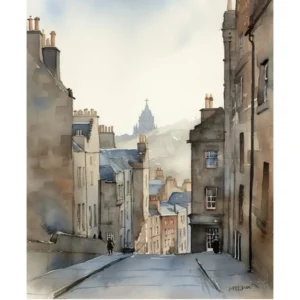 Edinburgh Scotland Watercolour Travel Poster 1