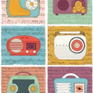 Vintage Radios Multicoloured Music Retro