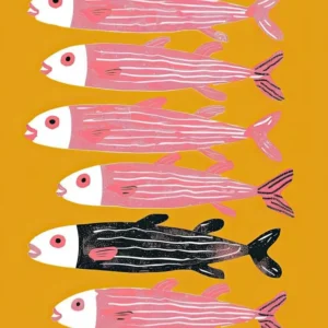 Black And White Currents Fish Poster