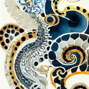 Mimic Octopus Vintage Graphic Watercolour