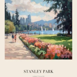 Stanley Park Vancouver 2 Vintage Cezanne Inspired Poster