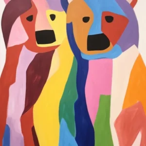 Colourful Kids Animal Art Brown Bear 3