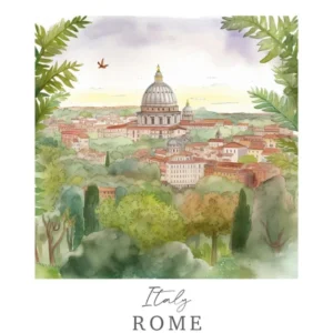 Italy, Rome Storybook 6 Travel Poster Watercolour