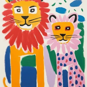 Colourful Kids Animal Art Lion 8