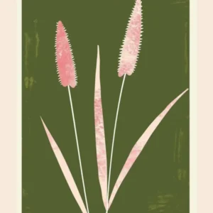 Pink & Green Fountain Grass 1 Flower Poster