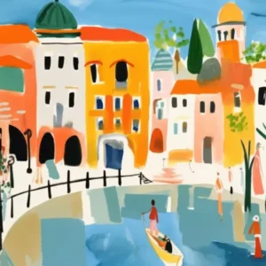 Venice Italy Cute Watercolour Illustration 5