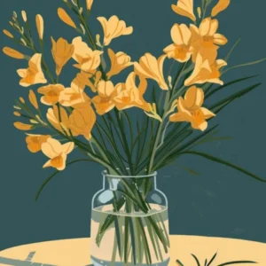 Freesia Flowers On A Table Contemporary Illustration 3