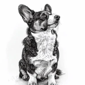 Cardigan Welsh Corgi Line Sketch 1