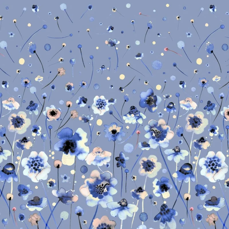 Ink Soft Flowers Blue Degrade Square