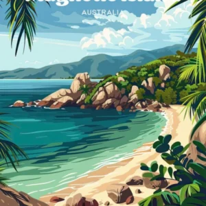 Magnetic Island Australia Coral Reef Travel Illustration