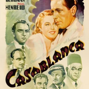 Casablanca, Humphrey Bogart, Ingrid Bergman, 1946, Vintage Movie Poster