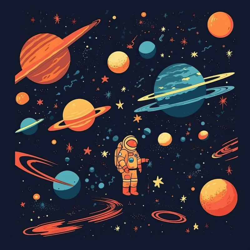 Astronaut Illustration Kids Room 7