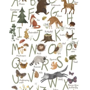Woodland Nursery Decor, Alphabet, Kids Wall Art