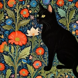 William Morris Black Cat In Flowers 7