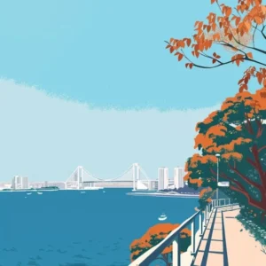 Odaiba Tokyo 2 Colourful Illustration