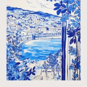 Nice France 6 Mediterranean Blue Drawing Poster
