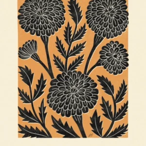 Rustic October Birth Flower Marigold Black Orange
