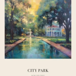City Park New Orleans United States Vintage Cezanne Inspired Poster