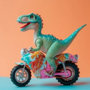 Toy Dinosaur Pattern On A Motorbike 3