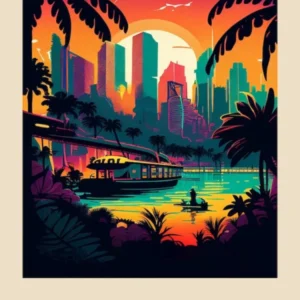 Singapore 4 Vintage Travel Poster
