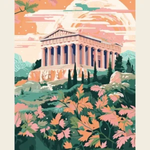The Parthenon Nashville, Usa Cute Botanical Illustration Travel 3 Poster