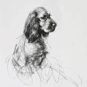 English Cocker Spaniel Dog Charcoal Line 1