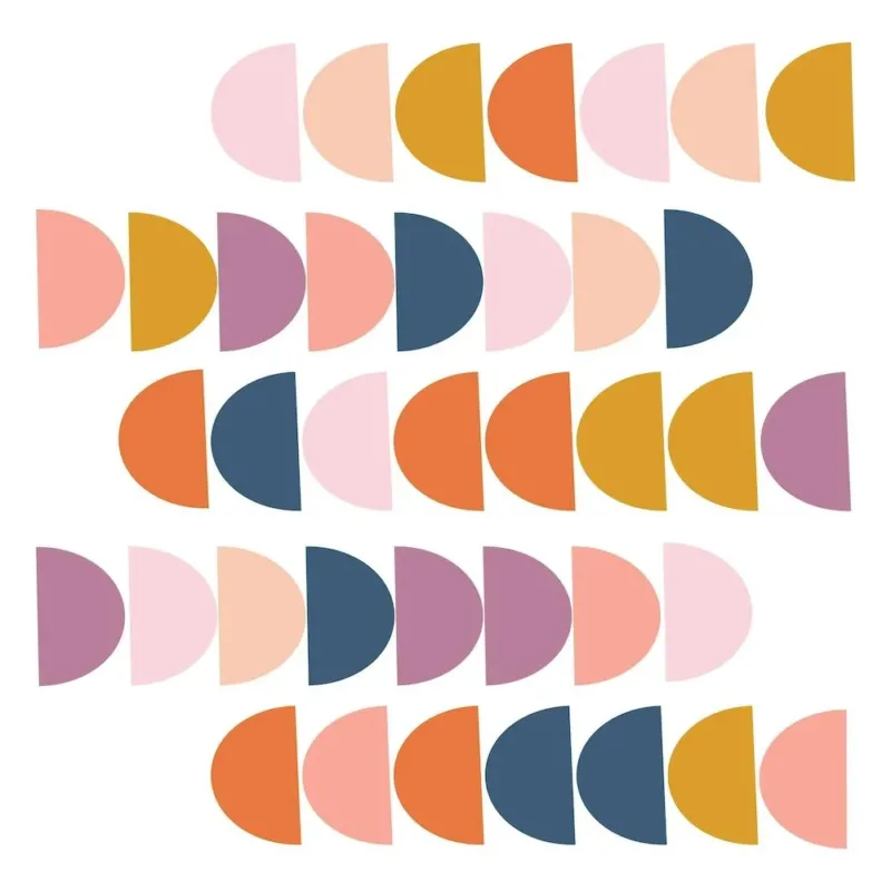 Fun Geometric Shapes in Purple Navy and Peach