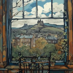 Window View Of Edinburgh Scotland In The Style Of William Morris 2